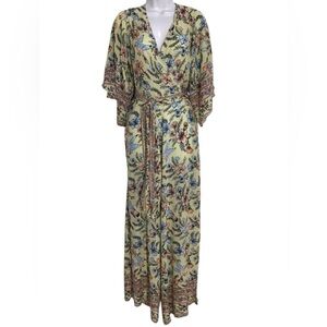 Sea Lustre Yellow Floral Split Wide Leg Jumpsuit Women’s Size ML